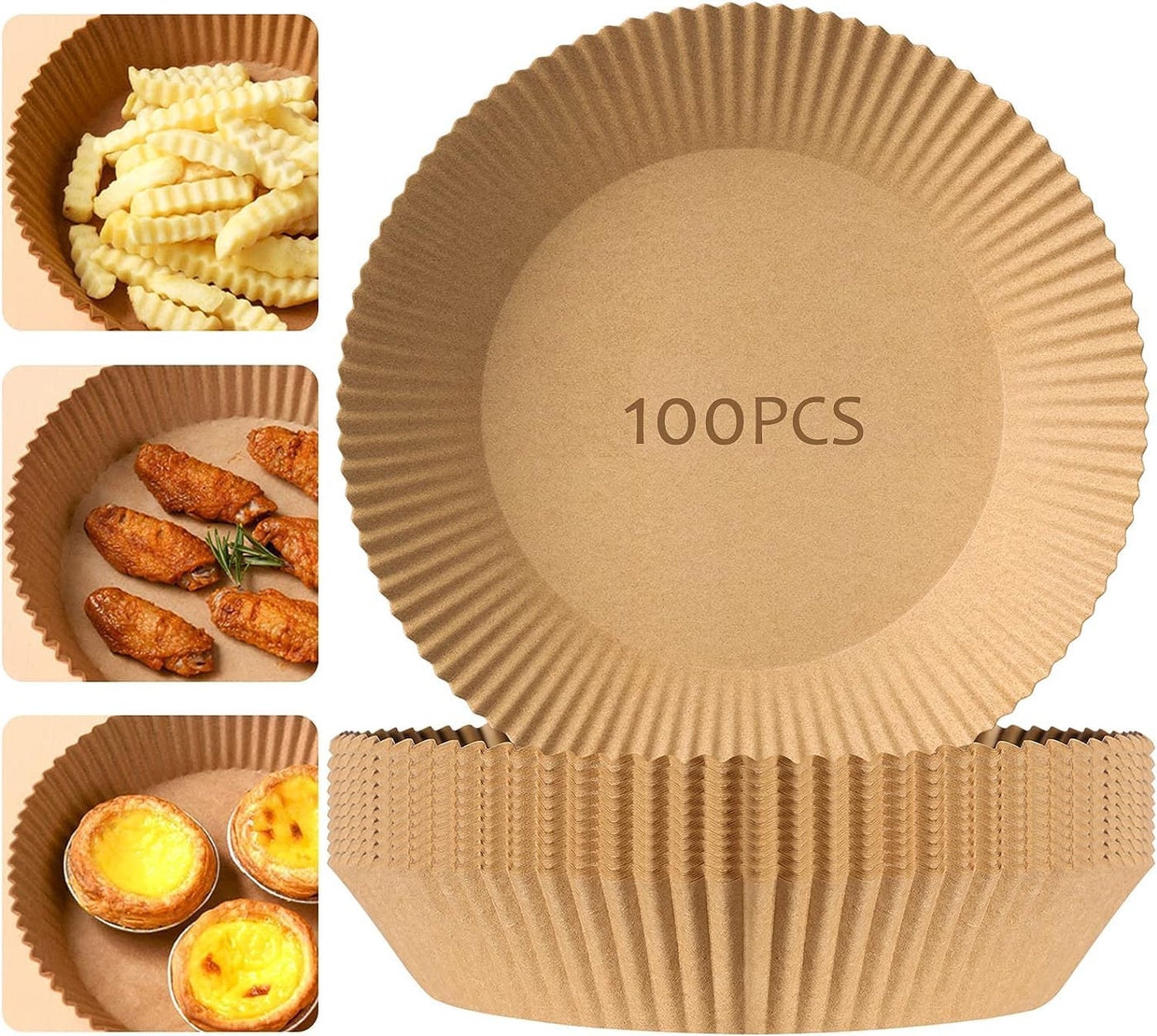 Air Fryer Disposable Paper Liner, 100PCS Non-Stick Air Fryer Liners Baking Paper for Fryer Microwave Oven, Air Fryer Parchment Paper Liners for Baking,16cm, Round